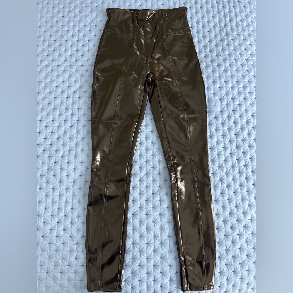 SPANX Black Faux Patent Leather Leggings